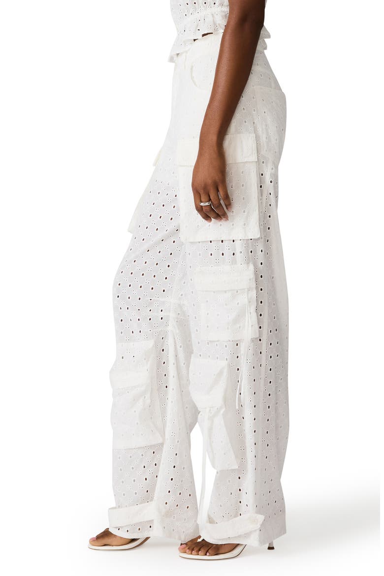 Cotton Eyelet Cargo Pants, Alternate, color, WHITE