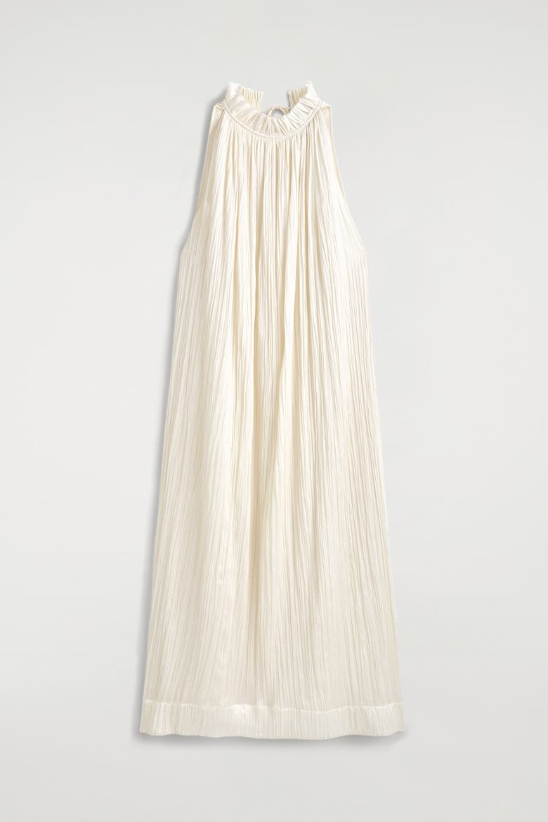 Crinkled-satin Midi Dress, Alternate, color, ECRU