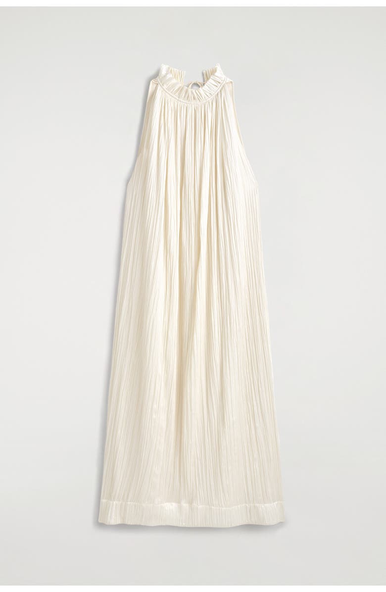 COS Crinkled-satin Midi Dress, Alternate, color, Ecru