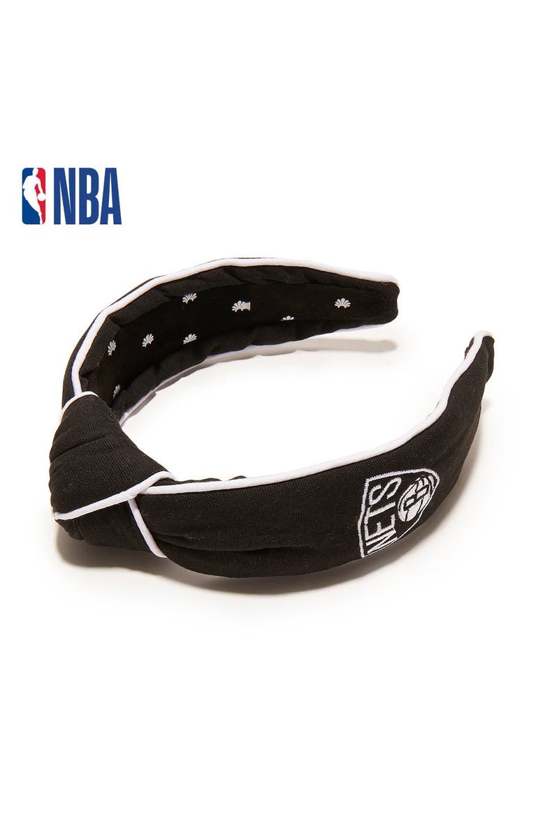 Lele Sadoughi NBA Brooklyn Nets Embroidered Headband, Main, color, 