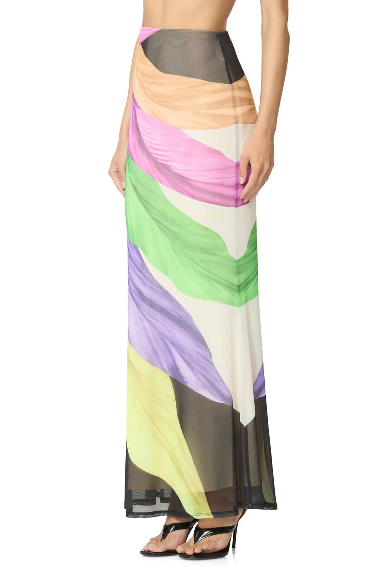 Tegan Feather Print Maxi Skirt, Alternate, color, SUMMER FEATHERS