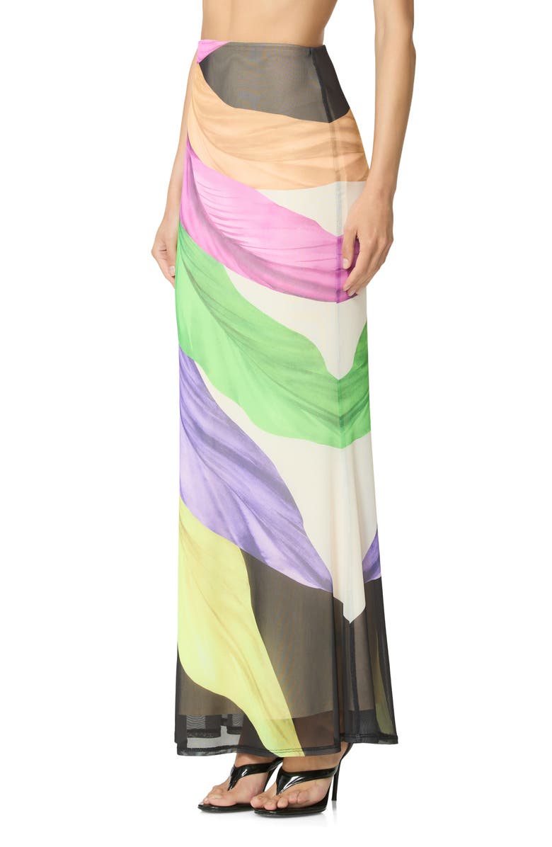 AFRM Tegan Feather Print Maxi Skirt, Alternate, color, Summer Feathers