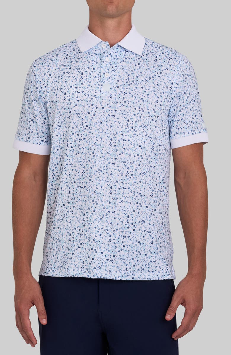 Bad Birdie Evolution Ridge Floral Performance Golf Polo, Main, color, Pale Blue