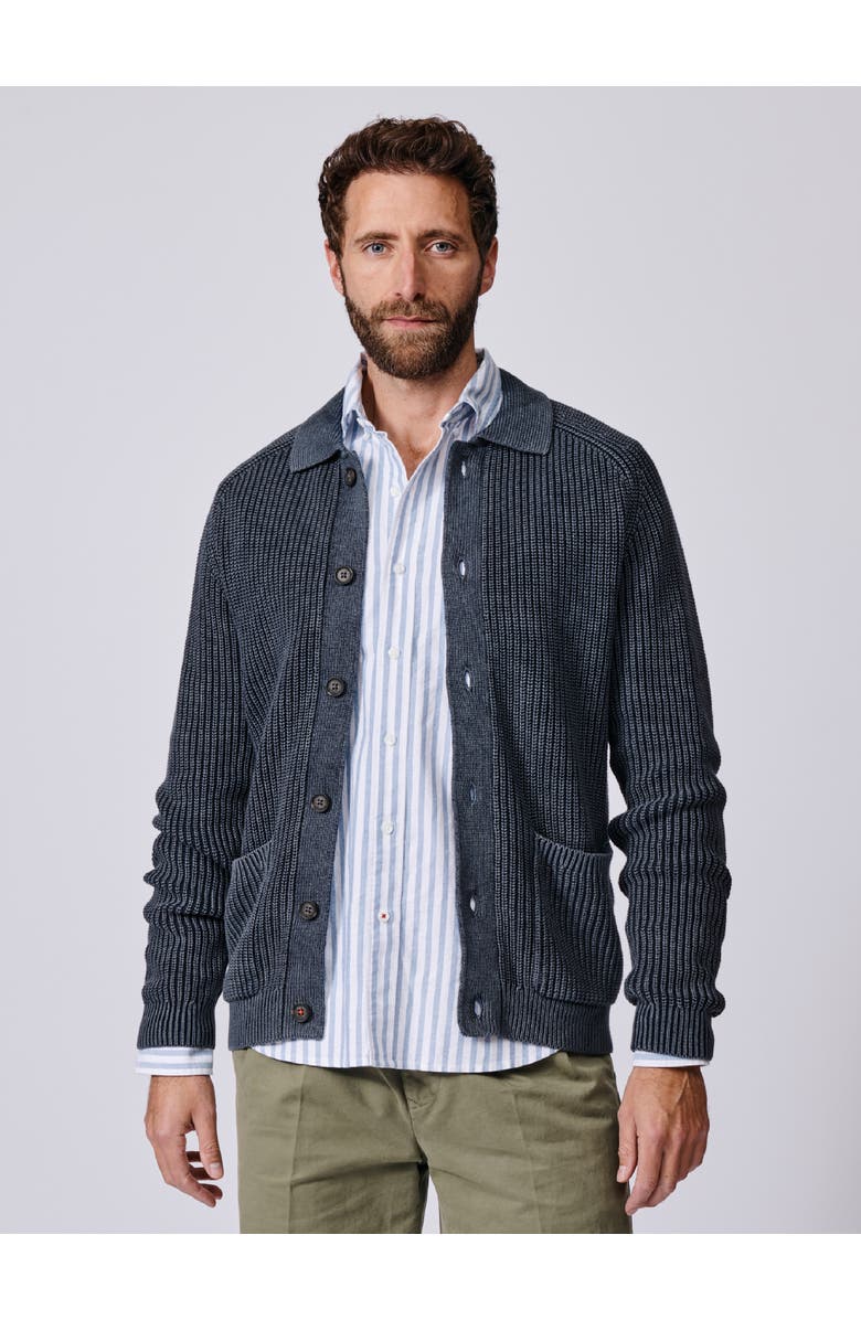 Aubin Martin Long Sleeve Collared Cardigan, Main, color, Navy