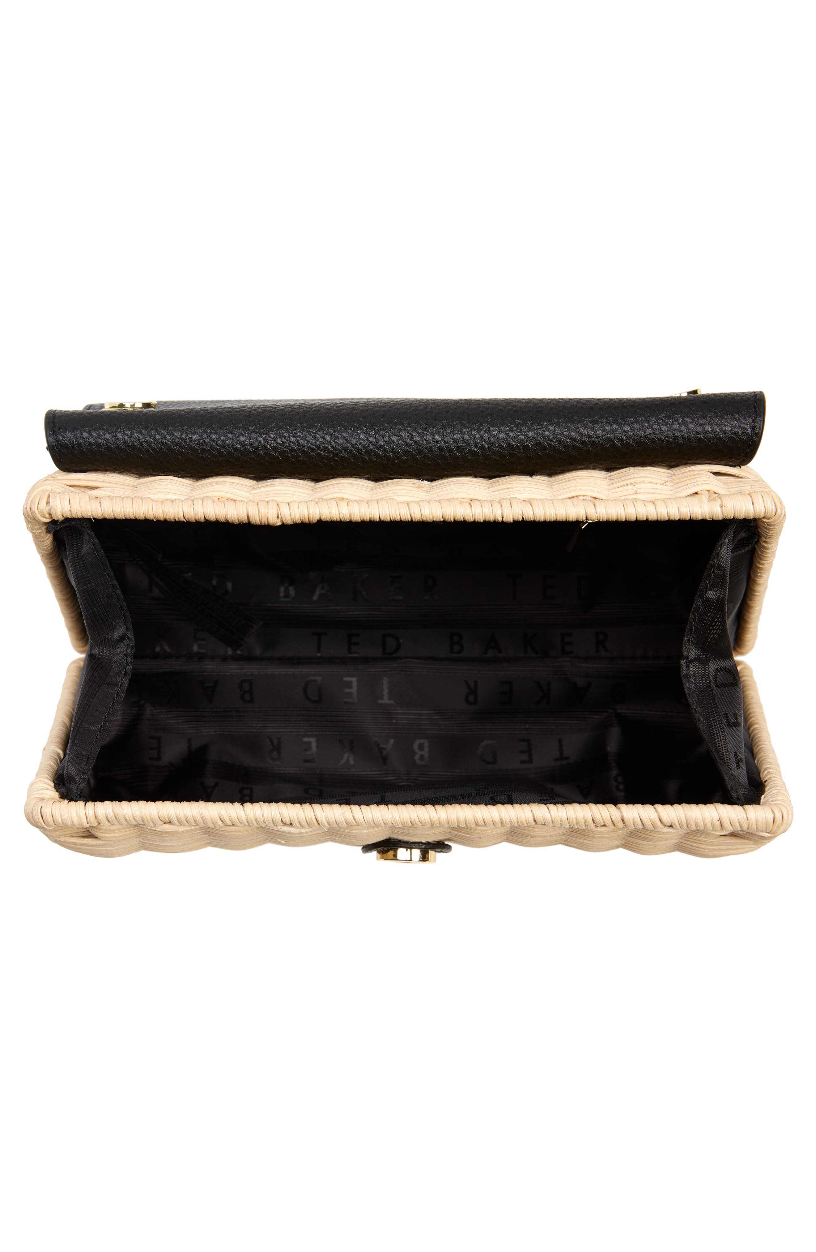 Ted Baker London Janiya Faux Leather & Woven Rattan Crossbody Bag, Alternate, color, 