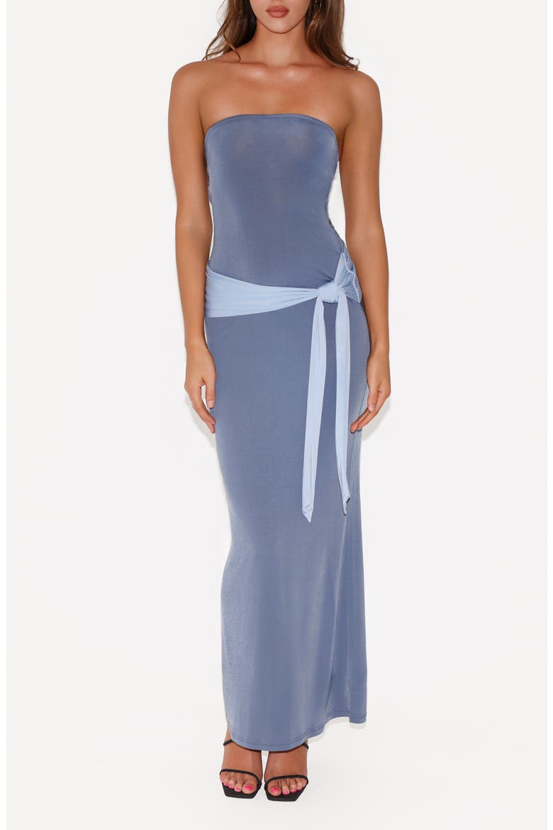 Tove Strapless Maxi Dress, Main, color, BLUE