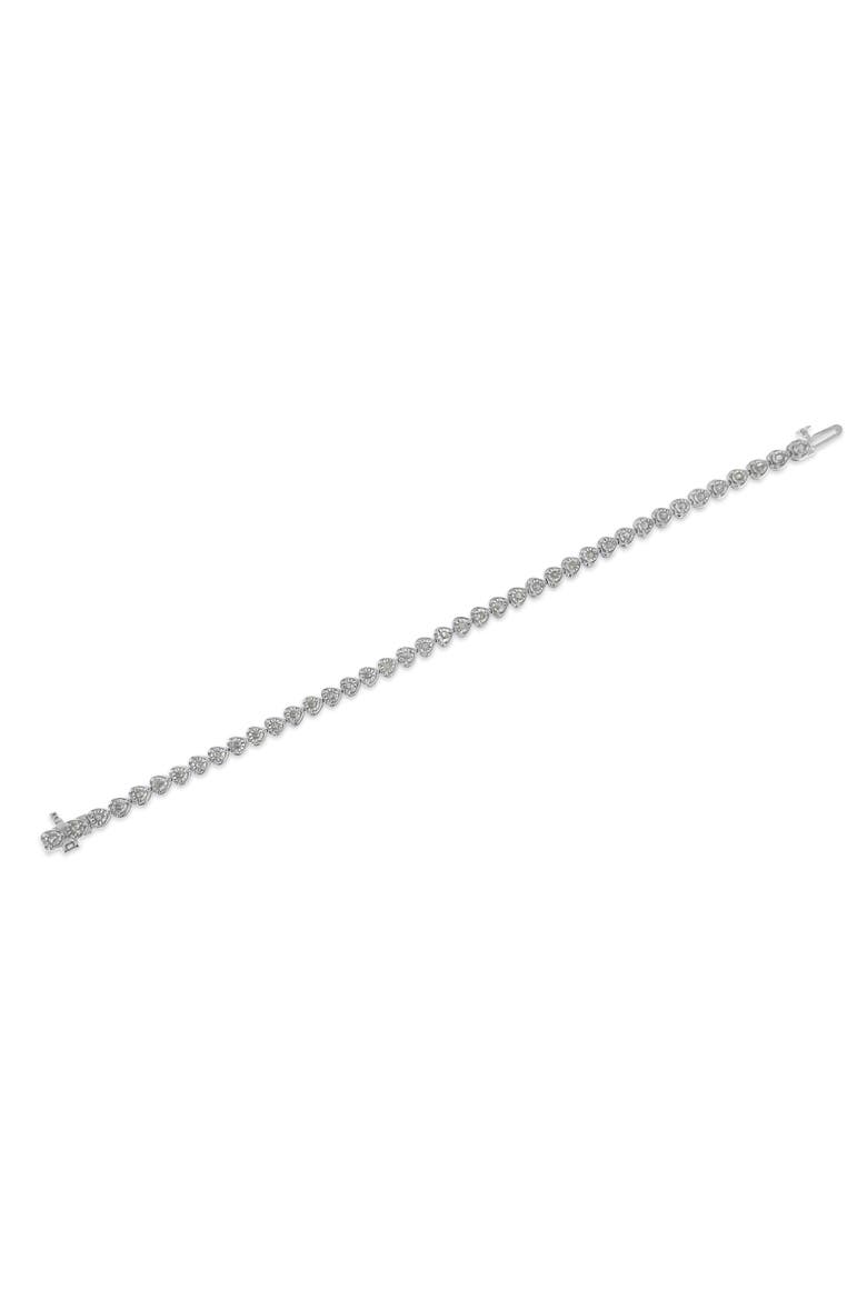 Silver 1.0 Cttw Miracle Set Diamond Heart-Link Tennis Bracelet, Alternate, color, Silver