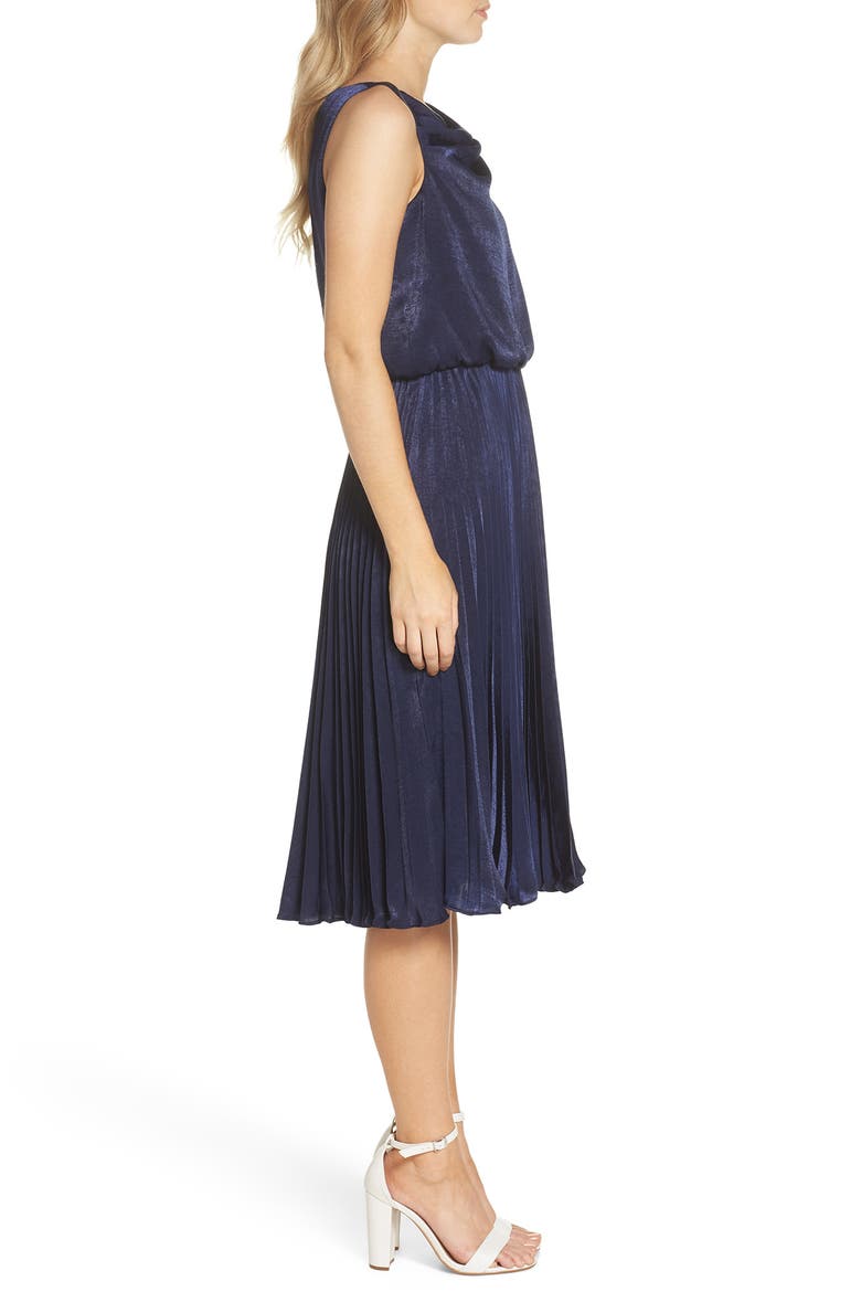 Bethany Shimmer Satin Dress, Alternate, color, NAVY
