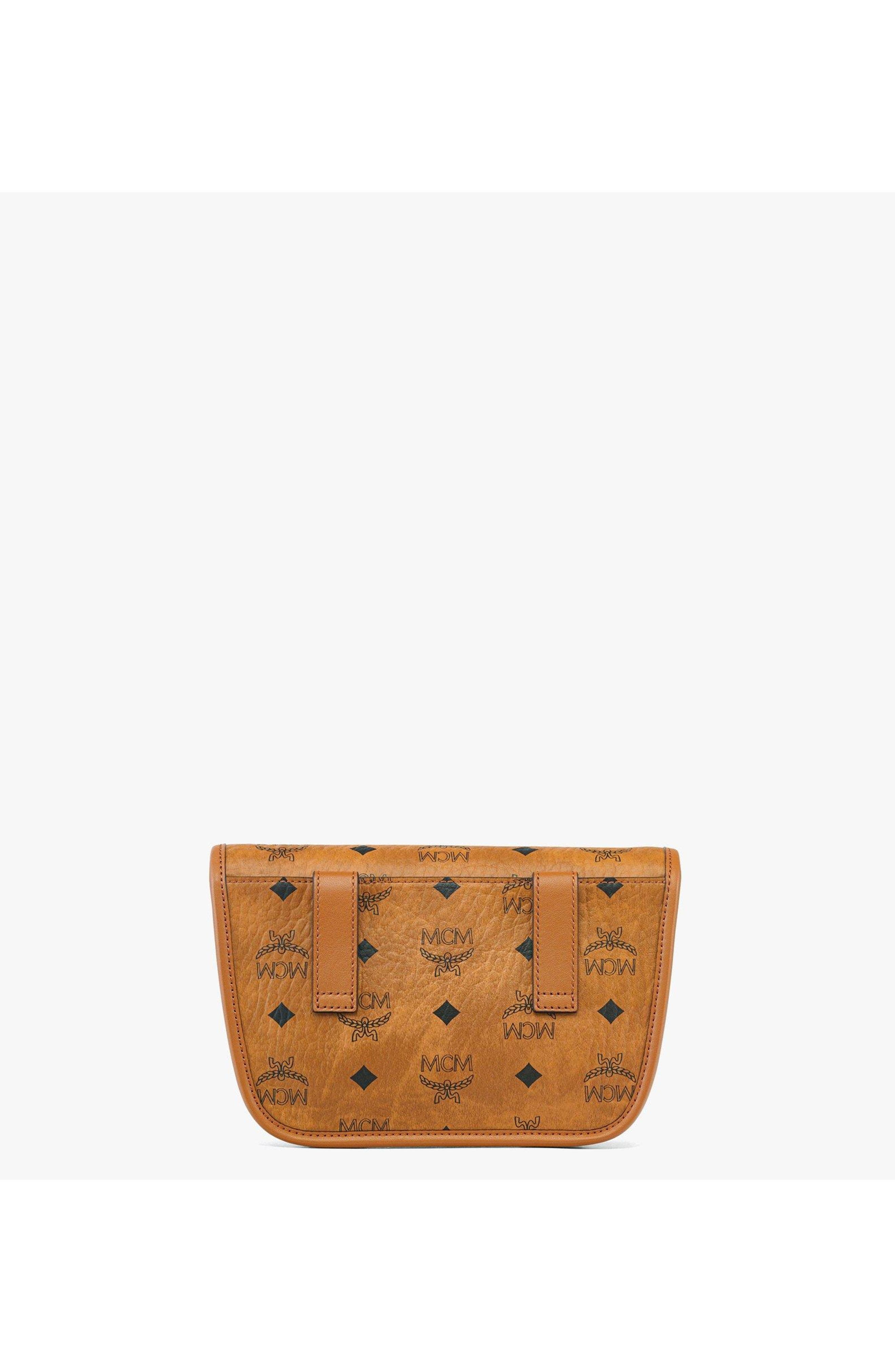 MCM Aren Messenger Bag in Visetos, Alternate, color, Cognac