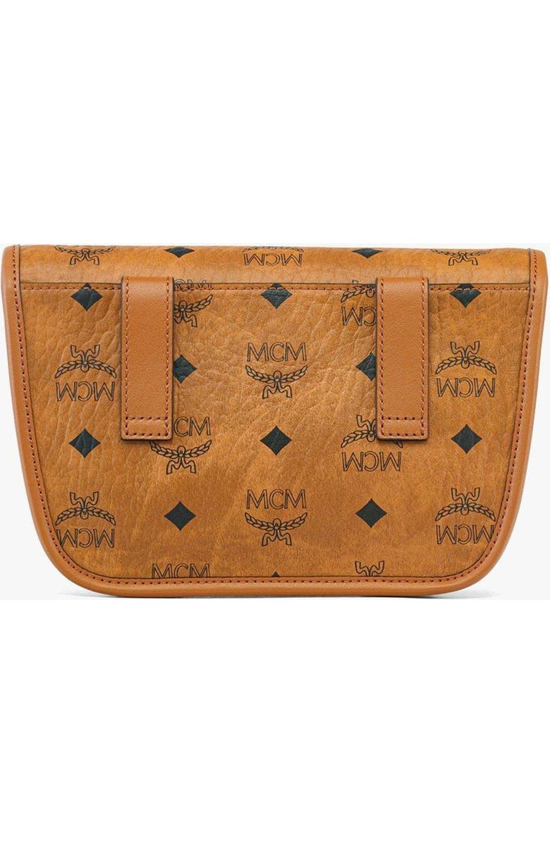 MCM Aren Messenger Bag in Visetos, Alternate, color, Cognac