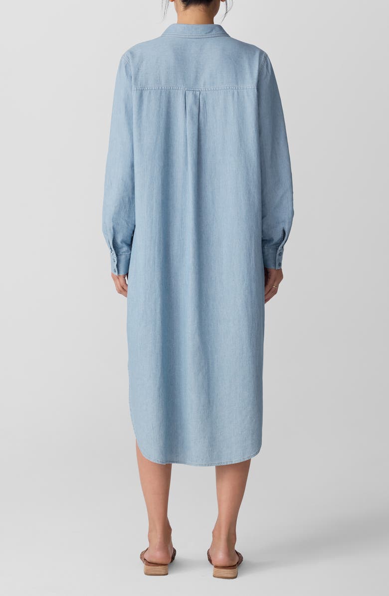 Eileen Fisher Long Sleeve Organic Cotton Shirtdress, Alternate, color, Washed Indigo