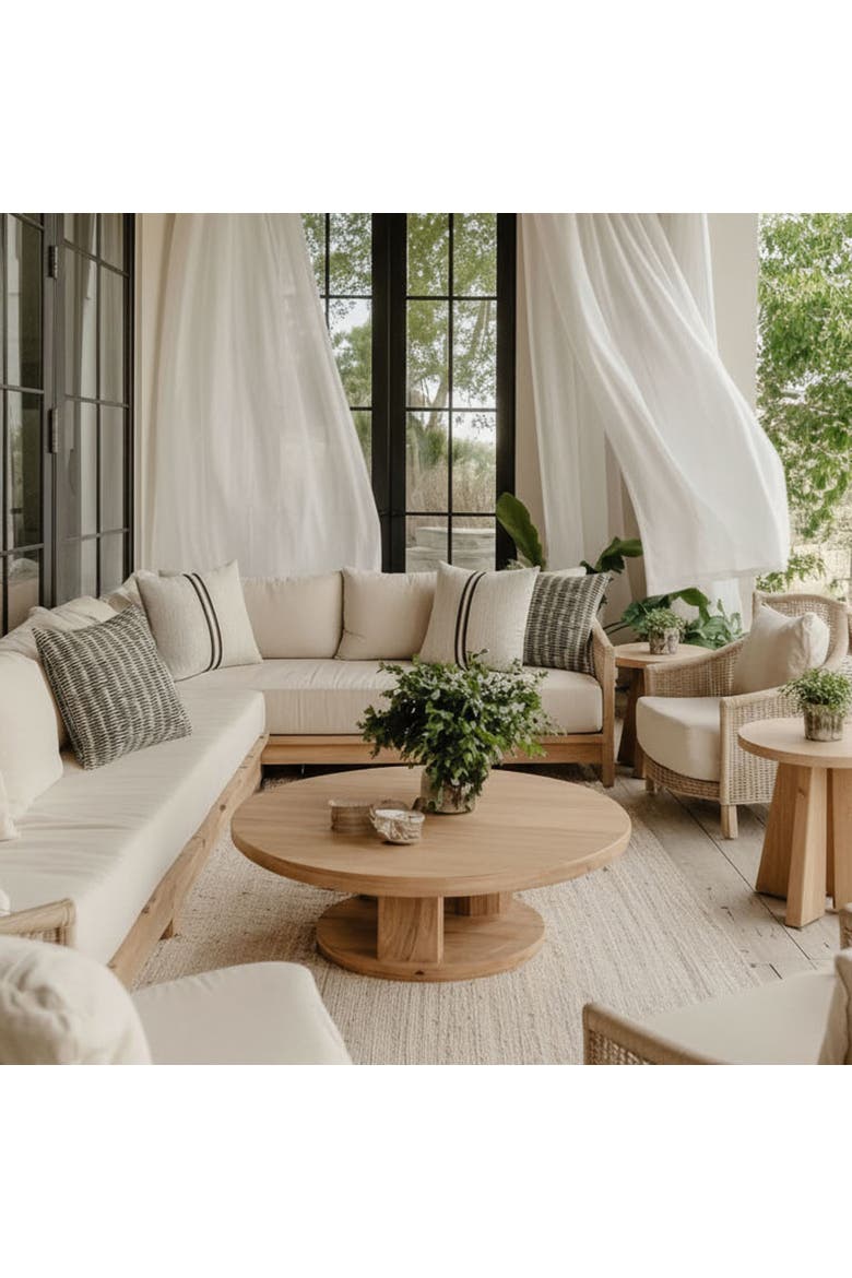 Entity Linen Indoor & Outdoor Woven Accent Orb Pillow, Alternate, color, Linen