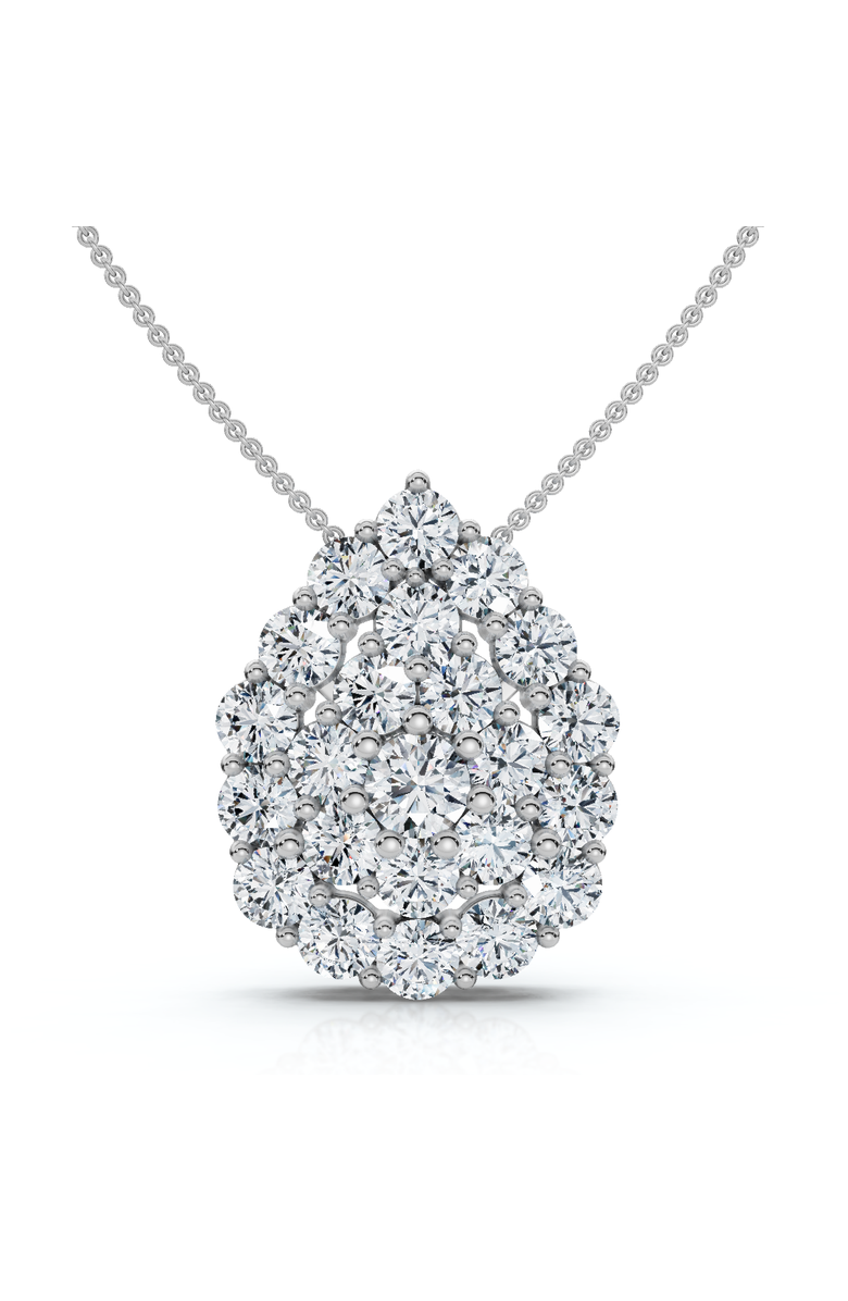 Bliss Diamond 2Ct Diamond Pear Shape Pave Pendant 14k Gold Necklace Lab Grown, Main, color, White Gold