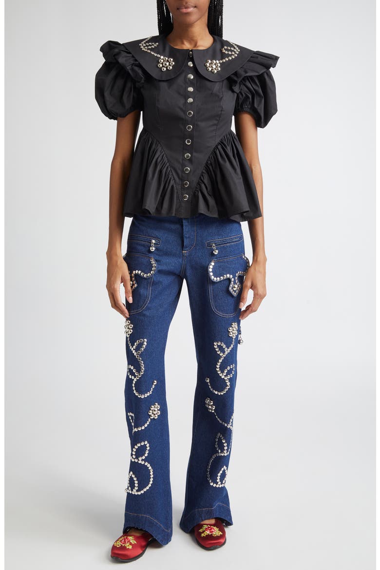 Moppy Charm Wide Leg Jeans, Alternate, color, BLUE