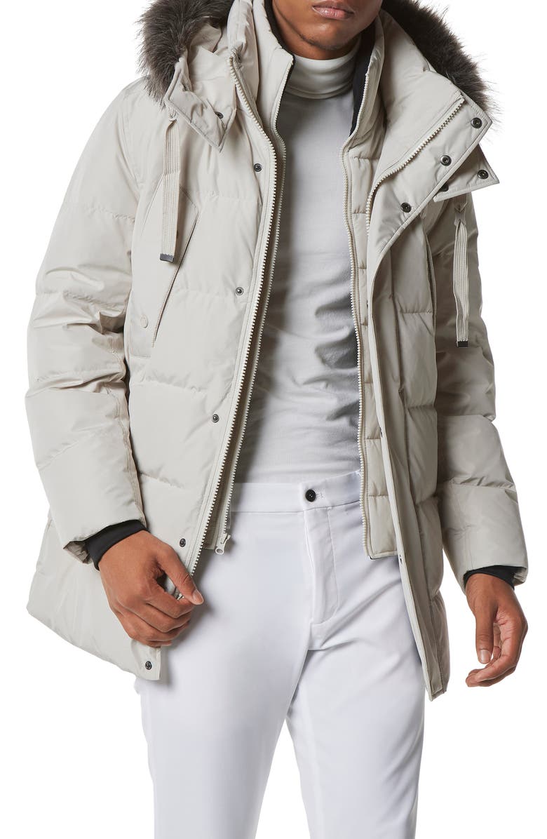 Andrew Marc Gattaca Faux Fur Trim Parka, Alternate, color, Moon