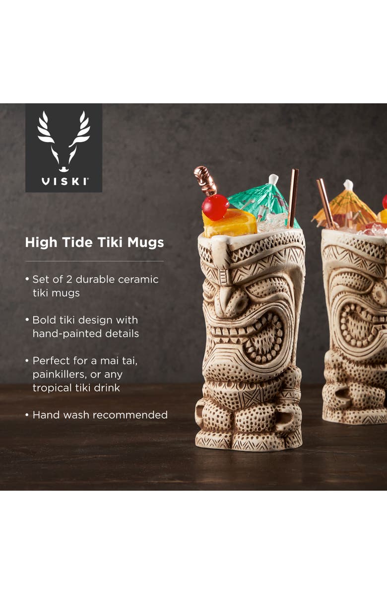 Viski Pacific High Tide Tiki Mugs Set of 2, Alternate, color, White