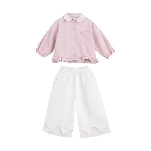 Lace-trim Pants Set