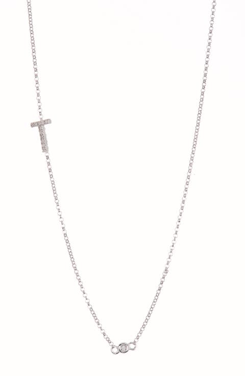 Bezel Diamond Initial Chain Necklace - 0.2ct.