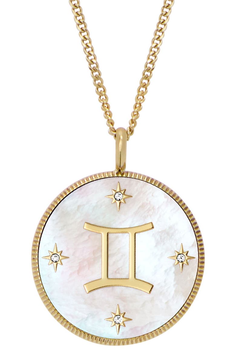 Sutton Leo Zodiac Pendant Necklace, Main, color, GEMINI/ WHITE/ GOLD