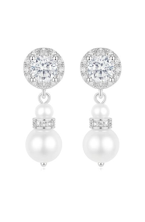 Beatrix Crystal And Pearl Drop Earring