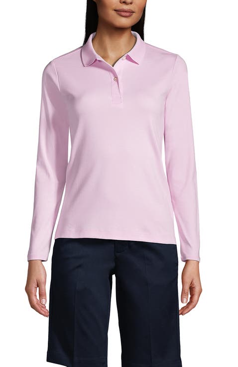 School Uniform  Long Sleeve Feminine Fit Mesh Polo Shirt