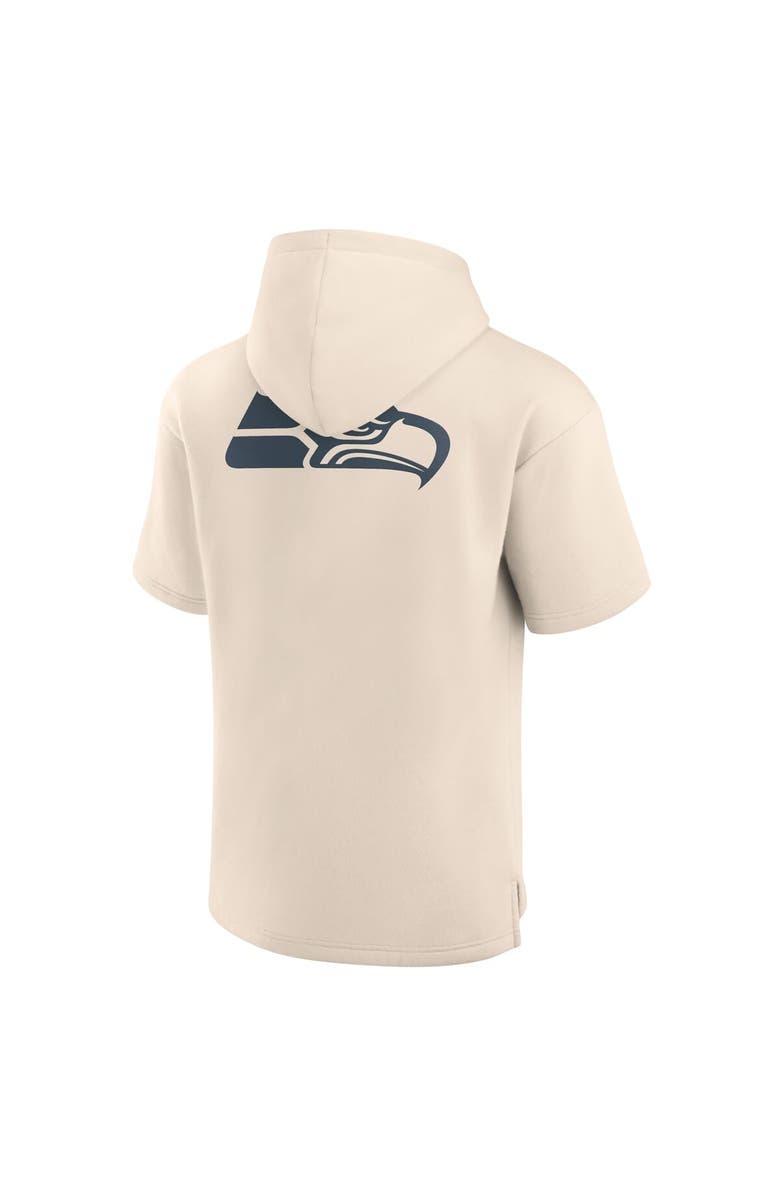 FANATICS Men's Fanatics Cream Seattle Seahawks Elements Future Ground Lettering Short Sleeve Pullover Hoodie, Alternate, color, 