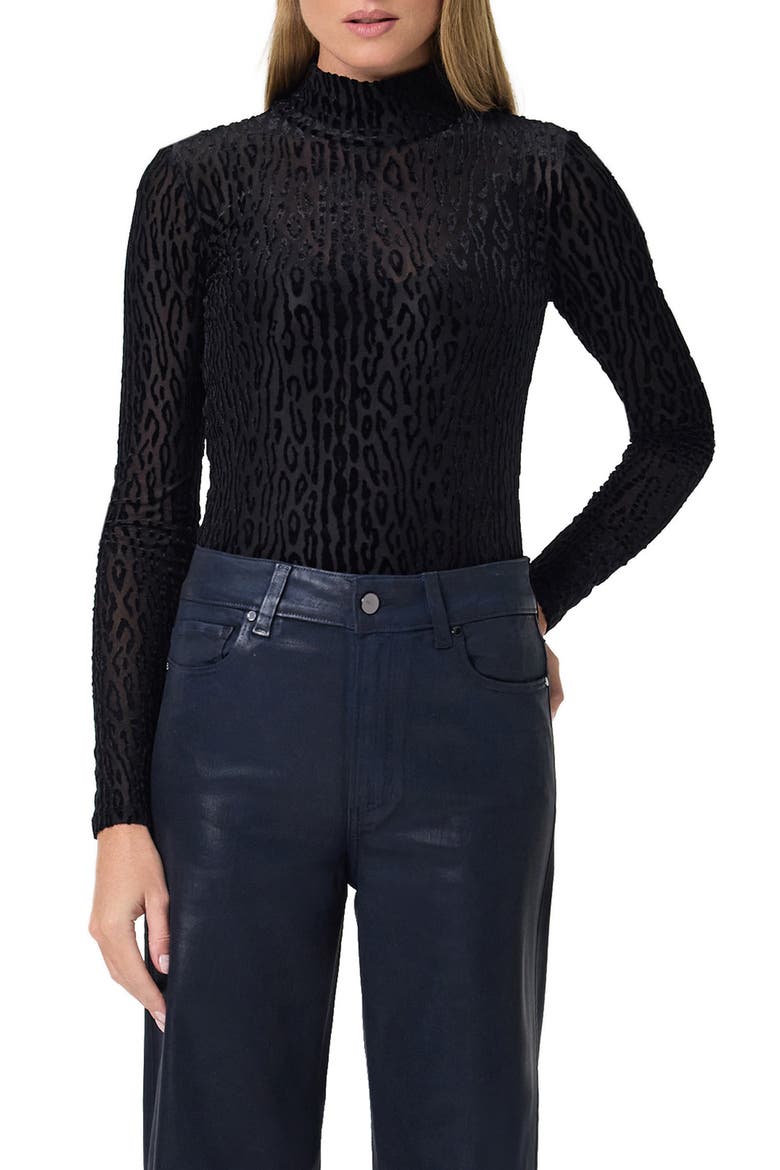 Ursula Mock Neck Burnout Top, Main, color, BLACK
