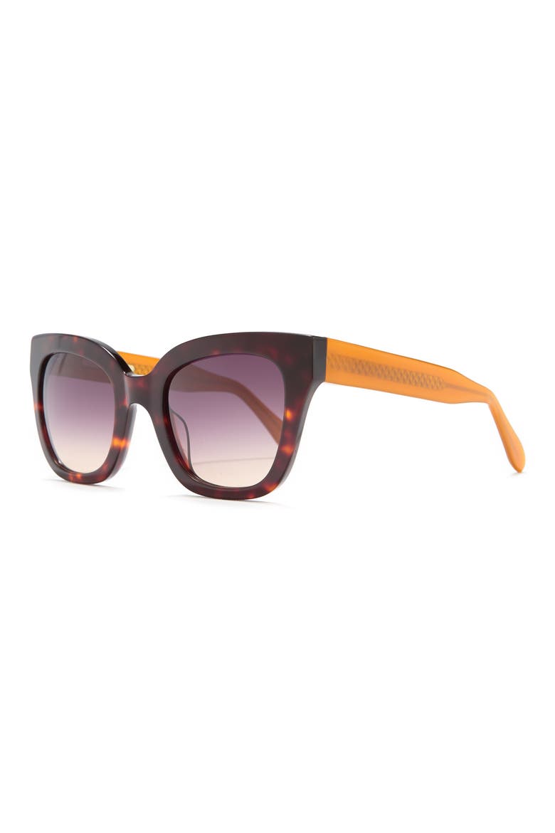 50mm Chunky Square Exposed Quilt Sunglasses, Alternate, color, DARK BROWN DEMI