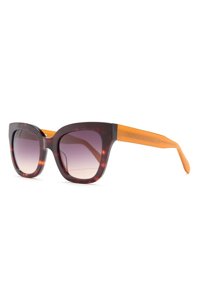 BCBG MAXAZRIA 50mm Chunky Square Exposed Quilt Sunglasses, Alternate, color, Dark Brown Demi