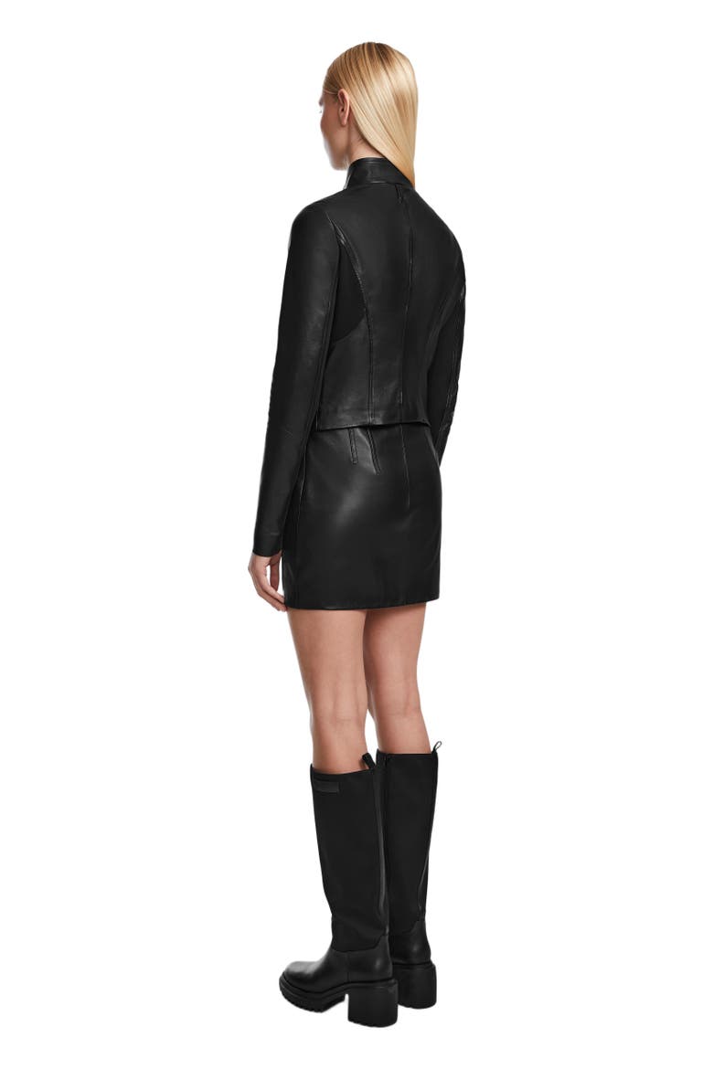 ABIGAIL Black Leather Racer Jacket for Women, Alternate, color, Black