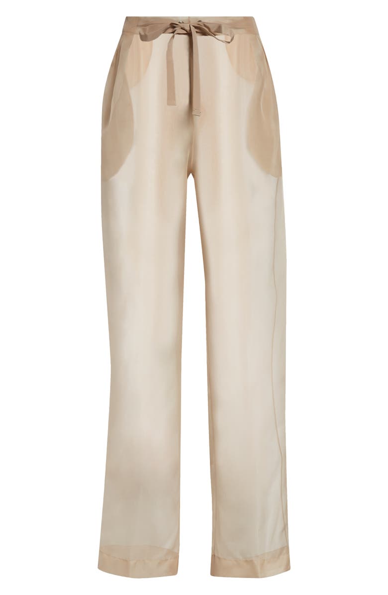 Khaite Trenton Sheer Silk Blend Organza Drawstring Pants, Alternate, color, Beige