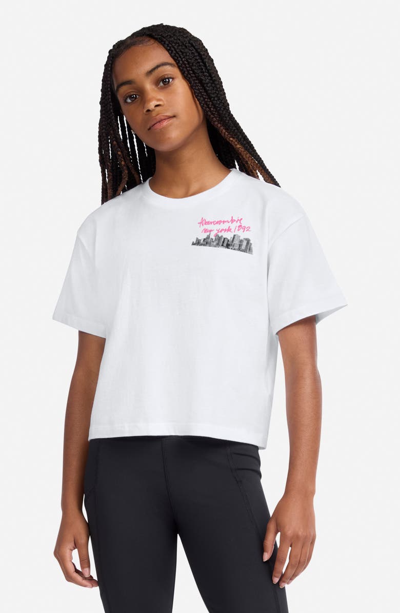 abercrombie kids Kids' NYC Streets Boxy Graphic T-Shirt, Alternate, color, Bright White