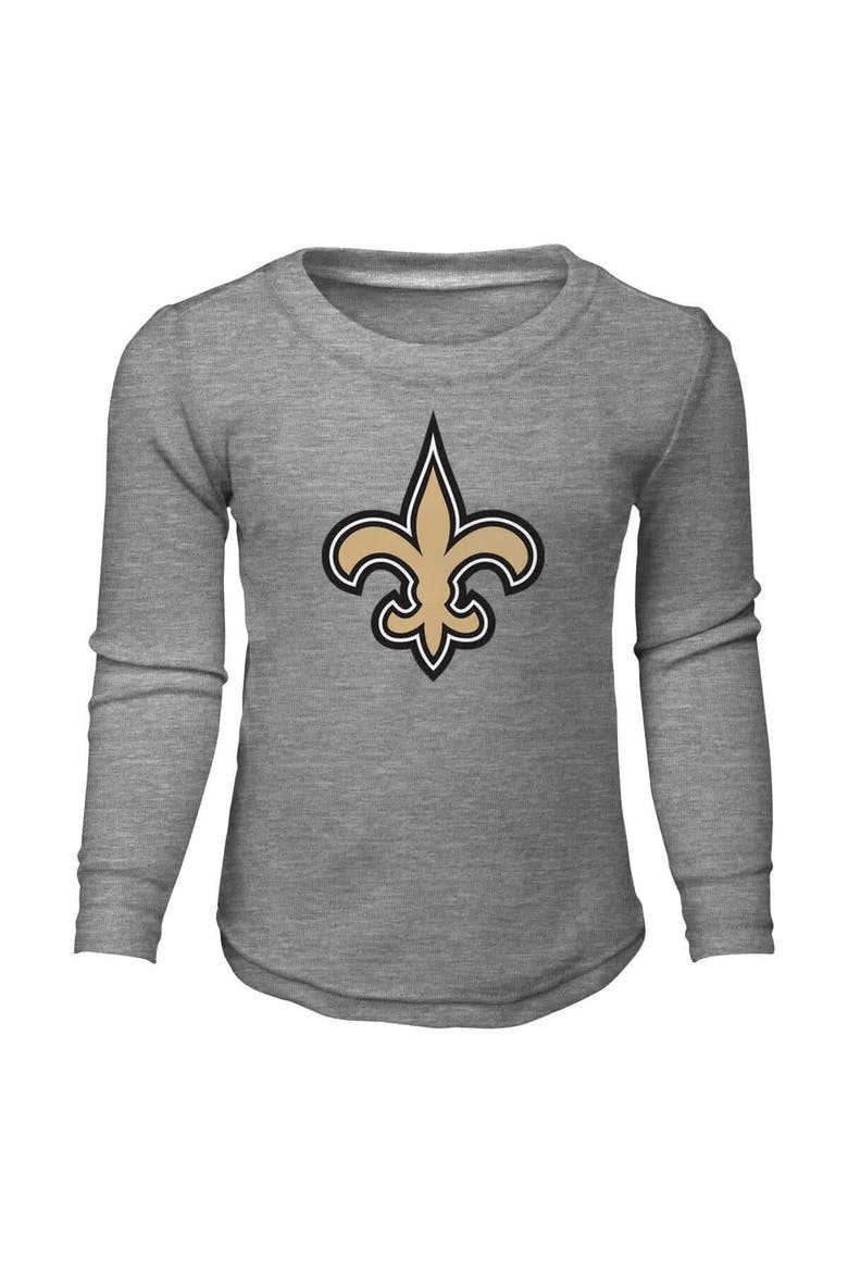 Youth New Orleans Saints Long Sleeve T-Shirt and Pants Sleep Set, Alternate, color, Heather Gray