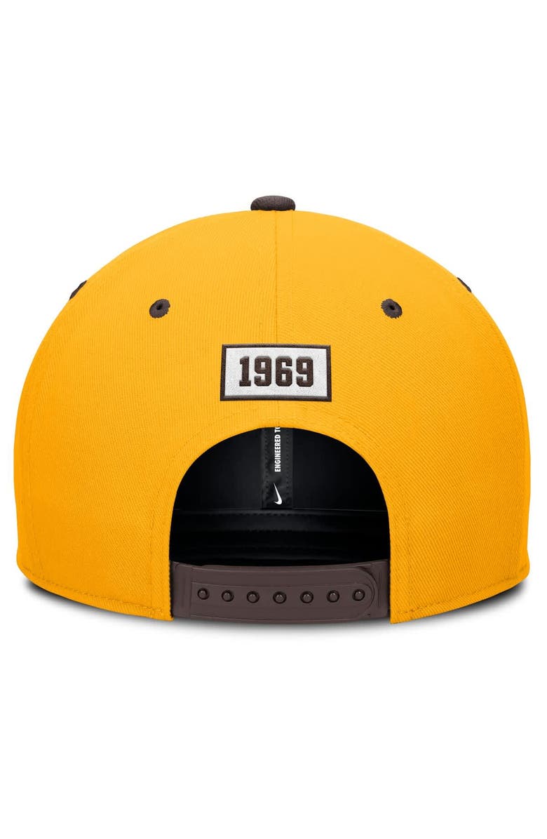 Nike Men's Nike Gold/Brown San Diego Padres Cooperstown Collection Pro Performance Snapback Hat, Alternate, color, 