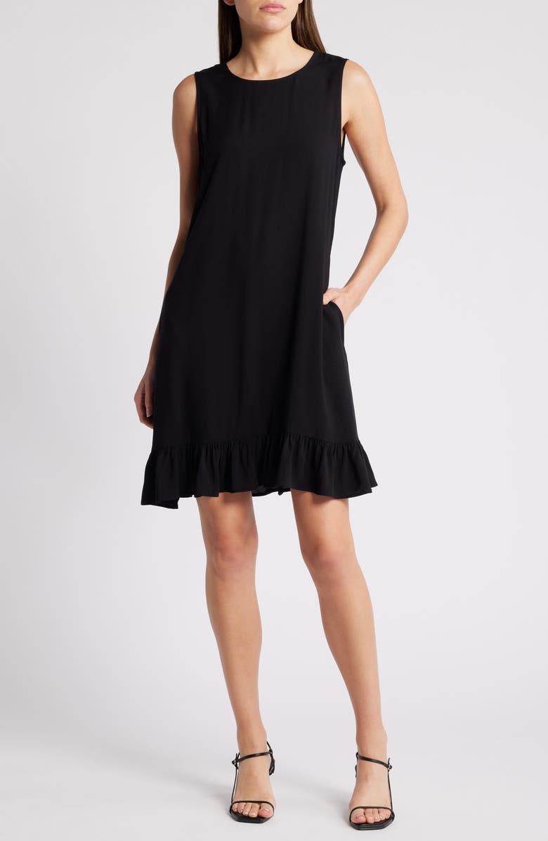 Halogen<sup>®</sup> Sleeveless Shift Dress, Main, color, Rich Black