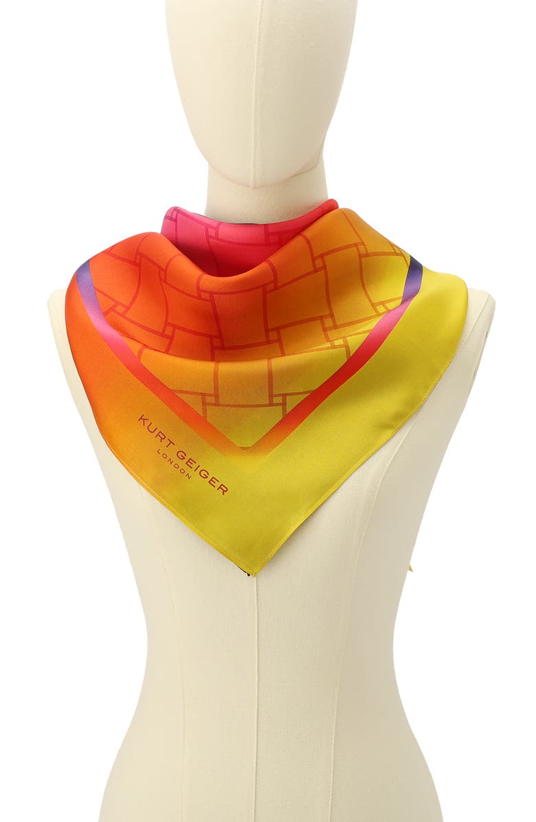 Kurt Geiger London Ombré Print Silk Square Scarf, Alternate, color, Classic Rainbow