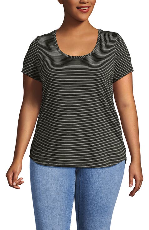 Plus Size Short Sleeve Lightweight Jersey Scoop Neck T-shirt