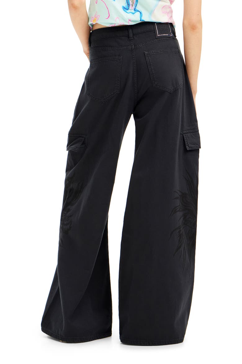 Queens Collina Wide Leg Cargo Pants, Alternate, color, BLACK