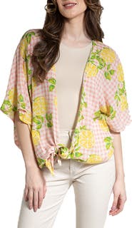 SAACHI Gingham Citrus Tie Front Duster