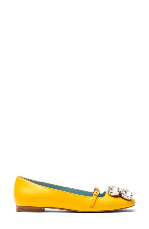 Frances Valentine Josephine Crystal Embellished Flat In Canary