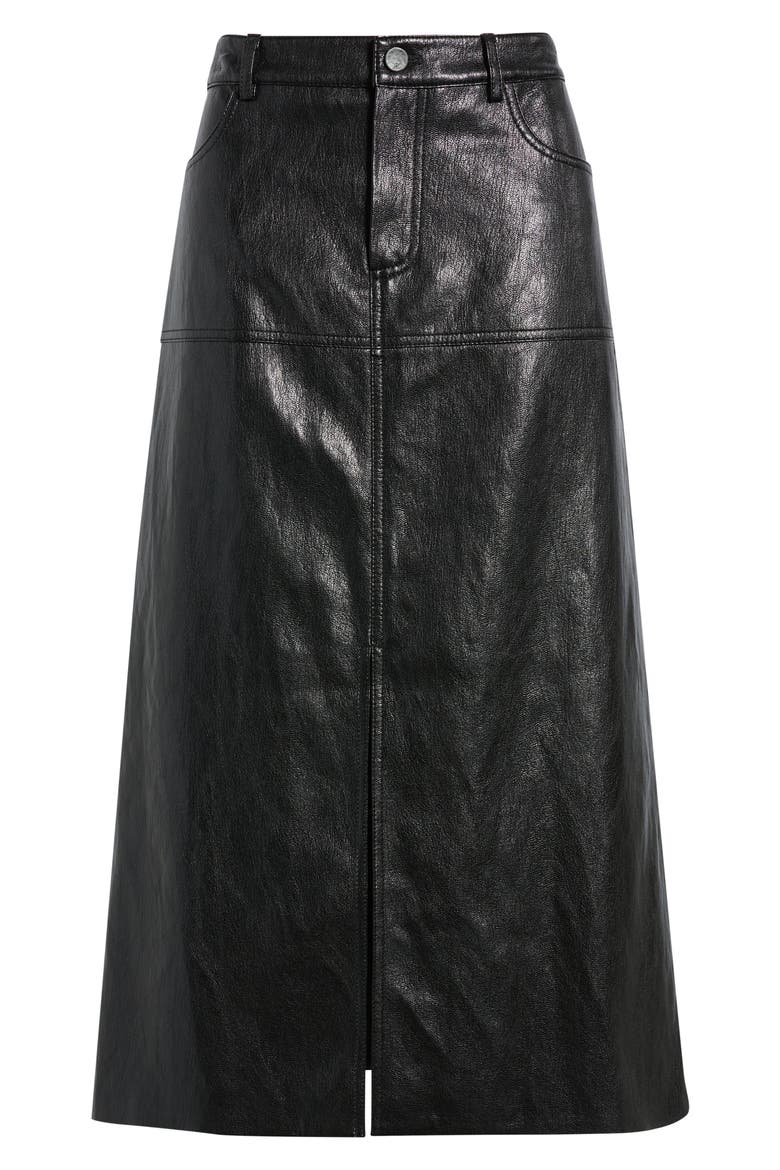Leslie Faux Leather Midi Skirt, Alternate, color, BLACK