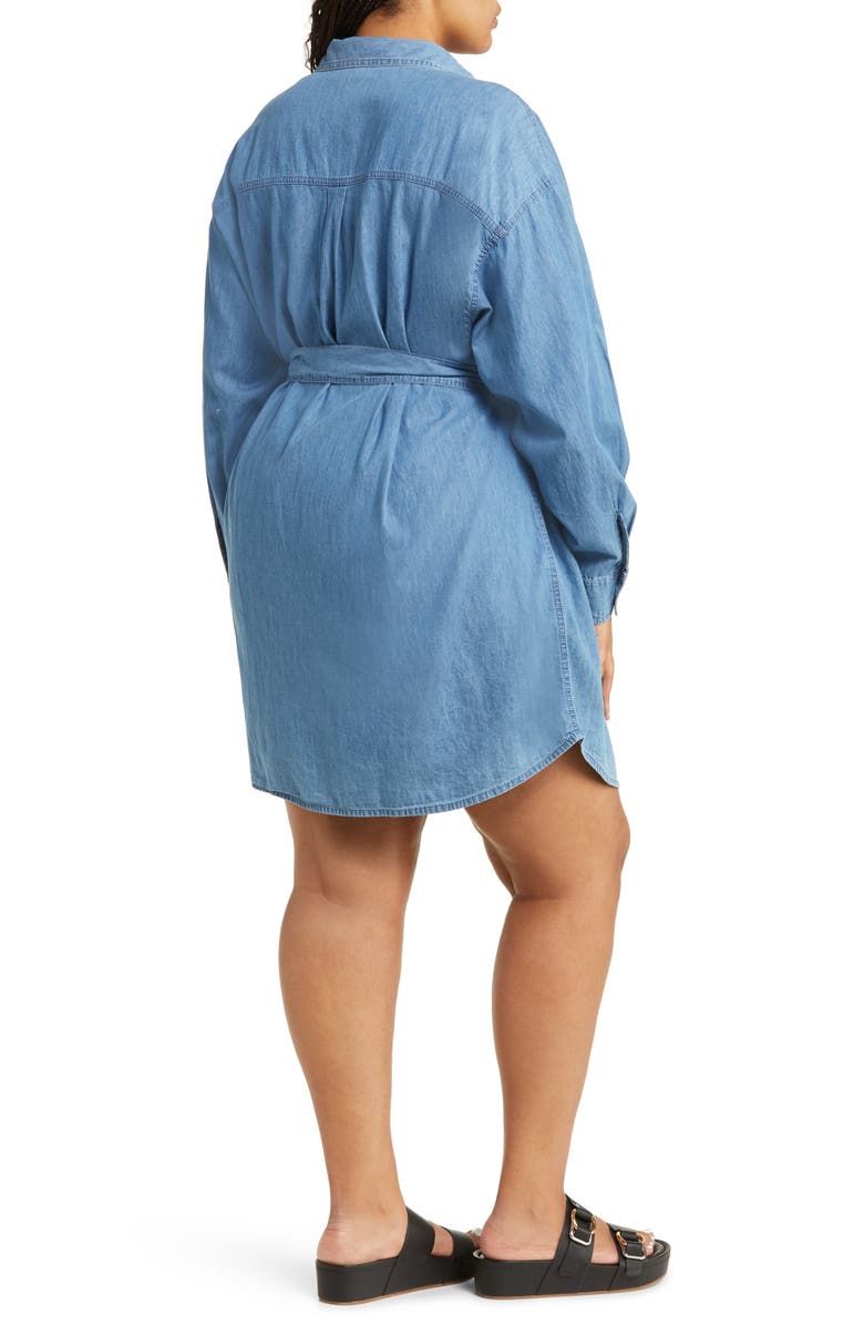 ASOS DESIGN Curve Long Sleeve Denim Minidress, Alternate, color, 