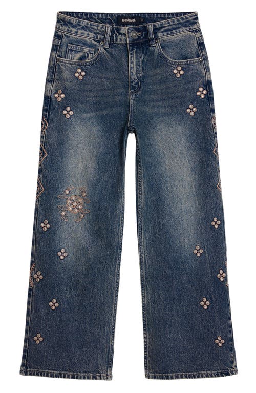 Desigual Wide Leg Jeans In Blue