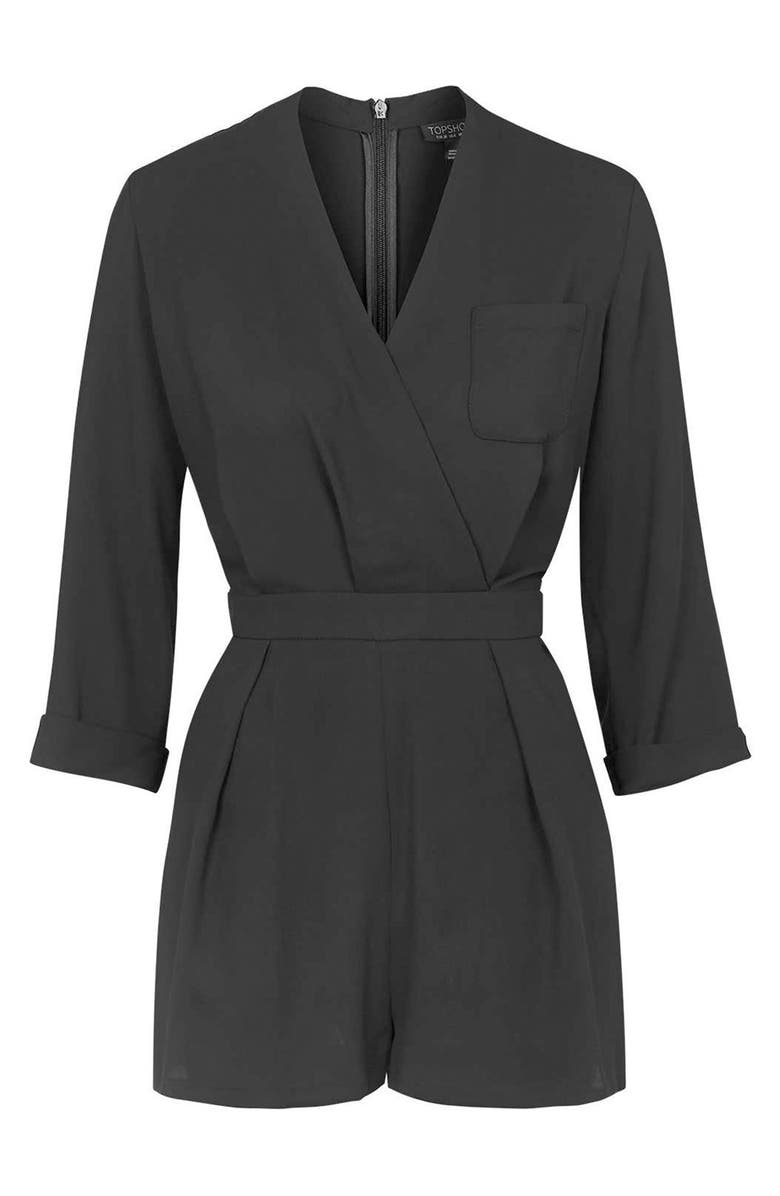 Topshop Wrap Front Romper, Alternate, color,