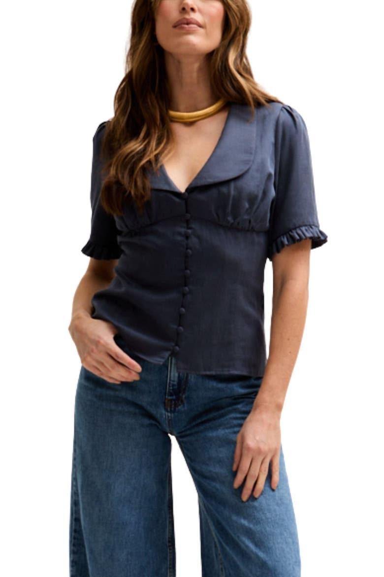 Rachel Vintage Inspired Short Sleeve Shirt, Main, color, Navy