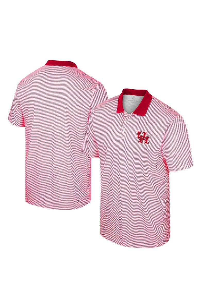 COLOSSEUM Men's Colosseum White Houston Cougars Print Stripe Polo, Alternate, color, 