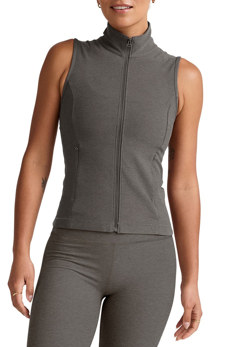 Beyond Yoga Venice Zip Front Performance Vest, Main, color, True Gray Heather