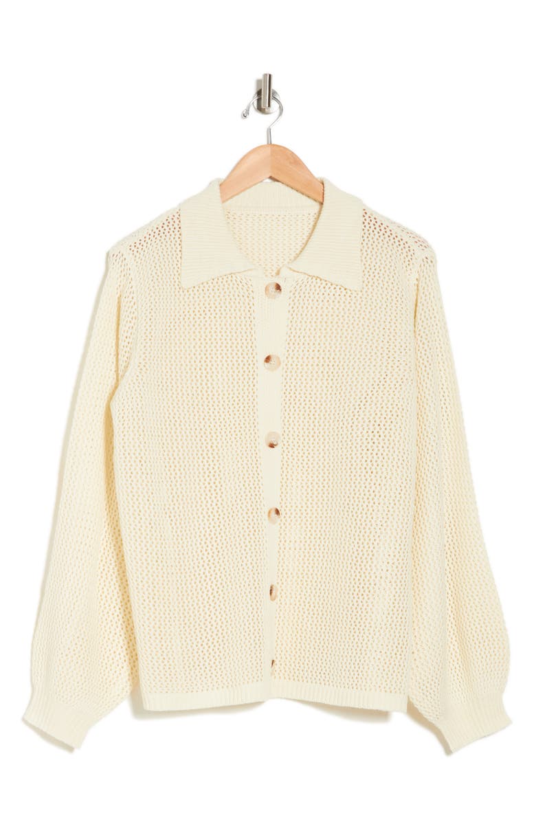 BY DESIGN Jordan Openwork Cardigan, Alternate, color, Antique White