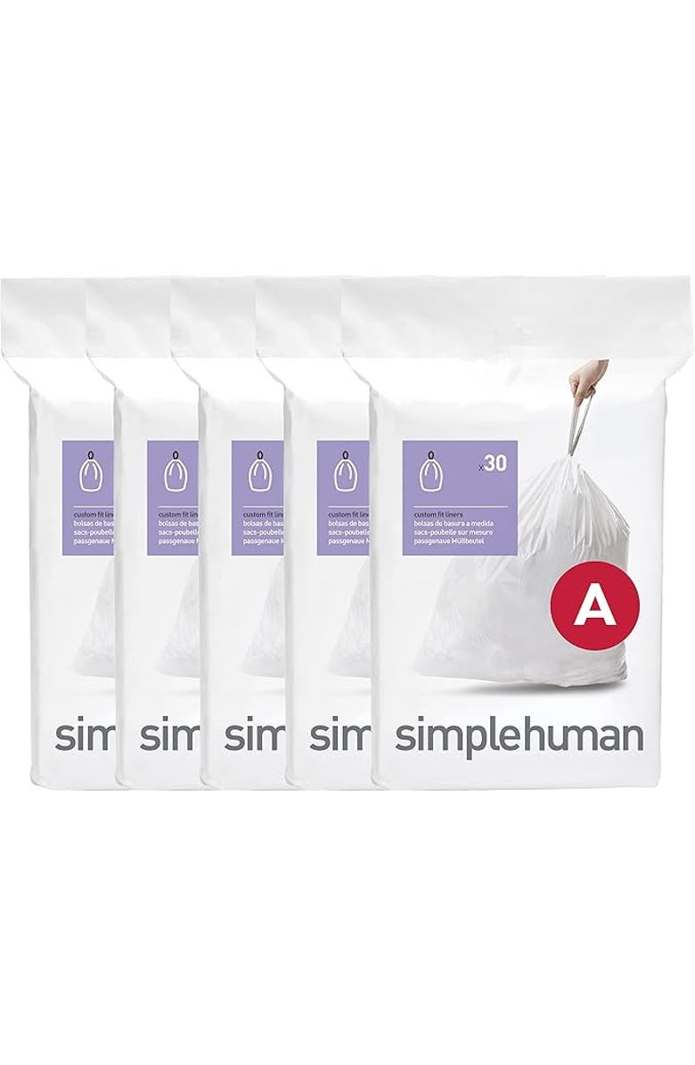 simplehuman Code A Custom Fit Liners with Quick Dispense Packs, Main, color, 150 Liners