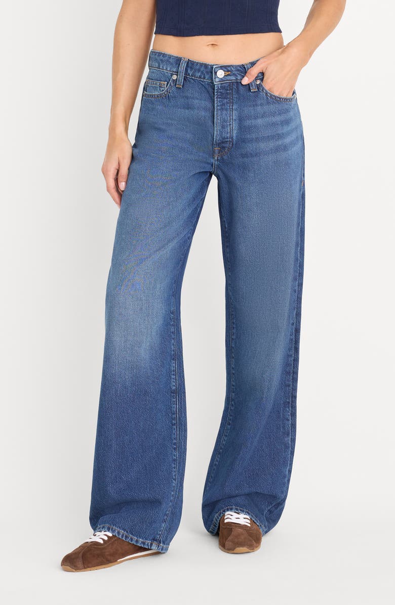 Good American Weightless Wide Leg Jeans, Alternate, color, Indigo1258